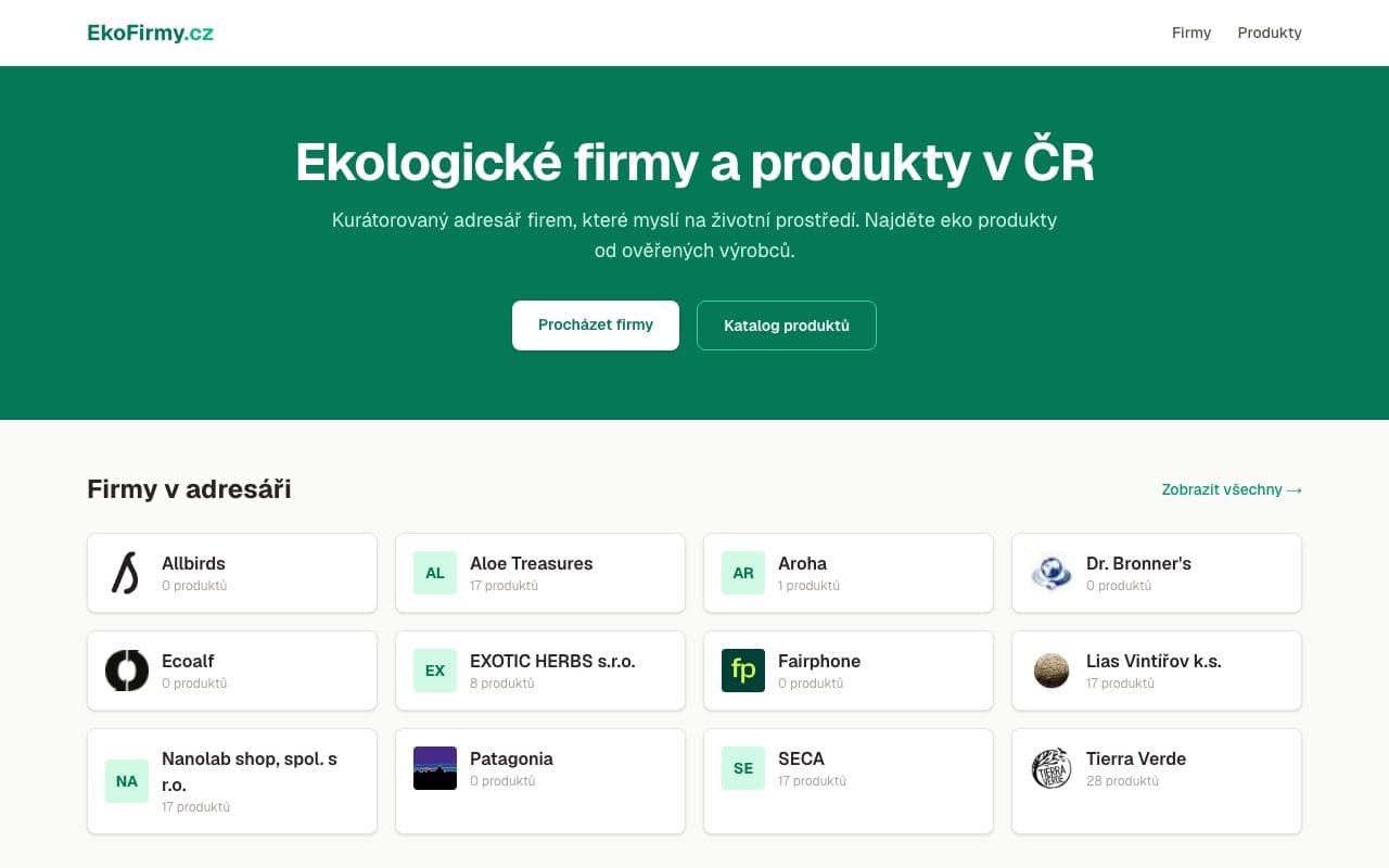 Náhled webu ekofirmy.cz z ukázkového reportu